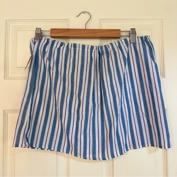 NWT UO Urban Renewal Remade Multi Stripe Snap Front Shirting Mini Skirt - Picture 3 of 14